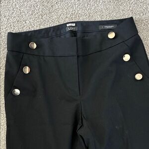 LOFT Black Ponte Pants with Gold Buttons